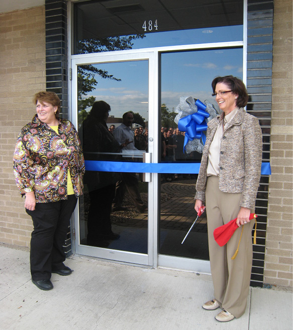 Jean L. Pitzo and Mary Lichter attend the ribbon cutting at ACE METAL CRAFTS COMPANY, Bensenville, IL